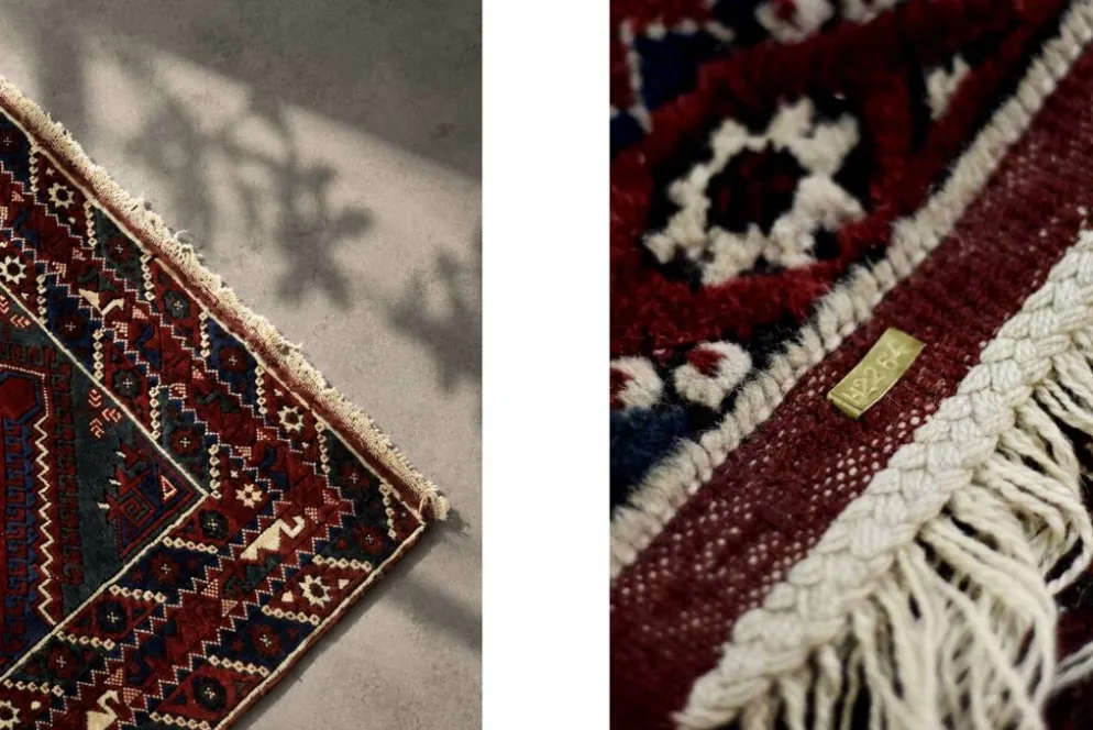 Tapis oriental afghan vintage tissé à la main rouge, années 1970