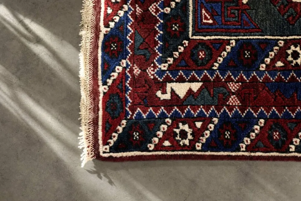 Tapis oriental afghan vintage tissé à la main rouge, années 1970