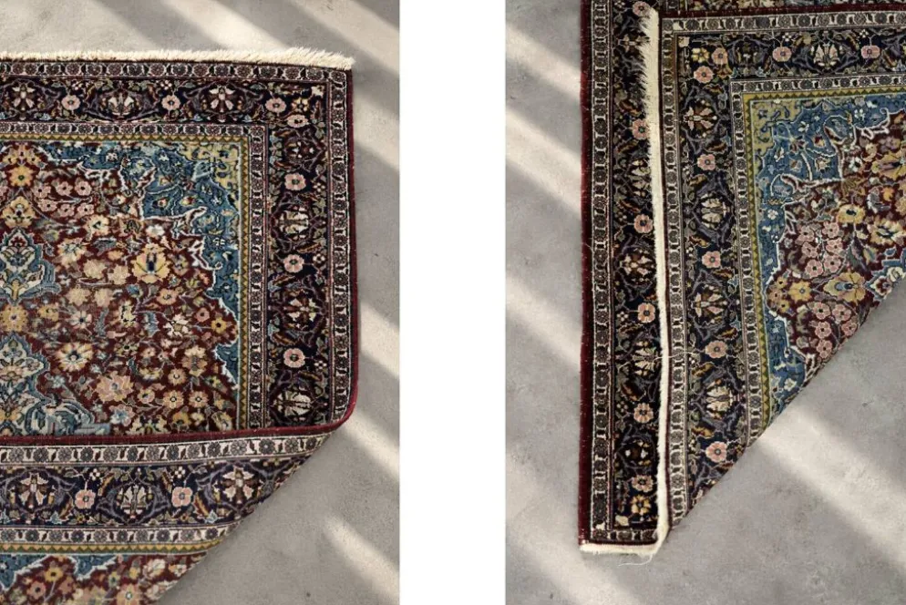 Tapis oriental isfahan tissé à la main vintage du Moyen-Orient, années 1940.