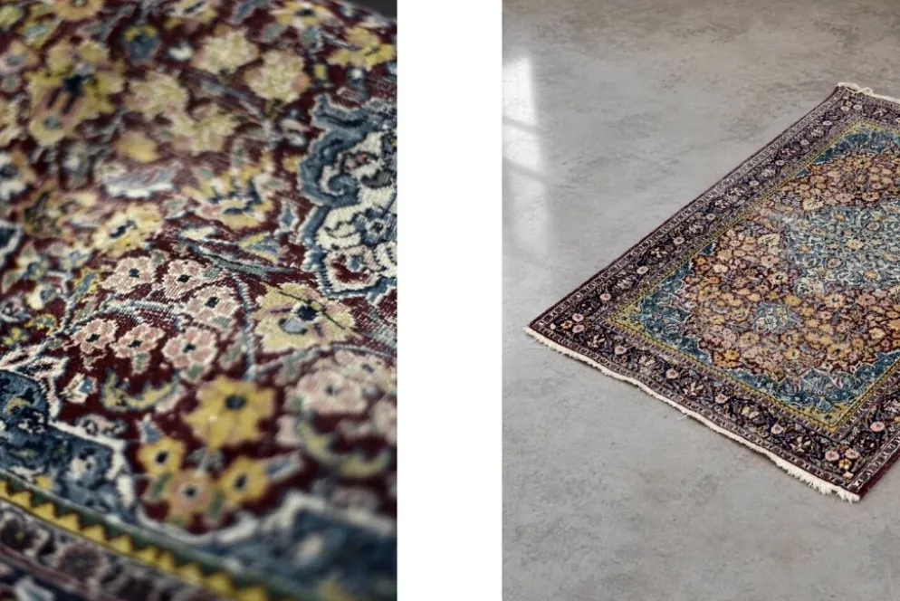 Tapis oriental isfahan tissé à la main vintage du Moyen-Orient, années 1940.