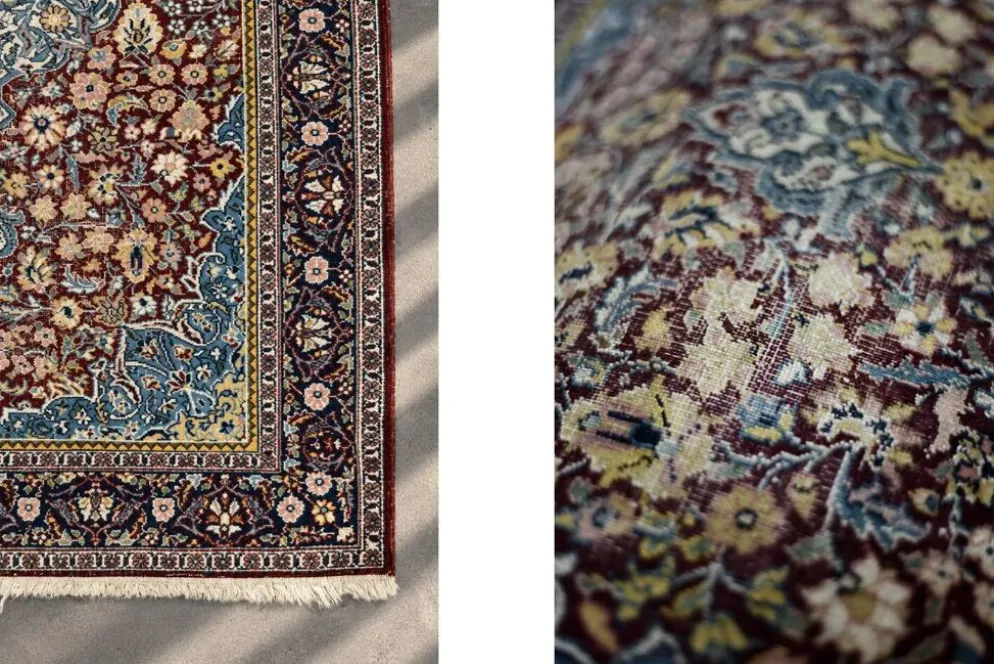 Tapis oriental isfahan tissé à la main vintage du Moyen-Orient, années 1940.