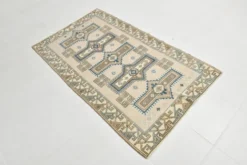 Tapis oriental vintage bleu crème 3x6, 109x187 cm