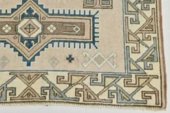 Tapis oriental vintage bleu crème 3x6, 109x187 cm