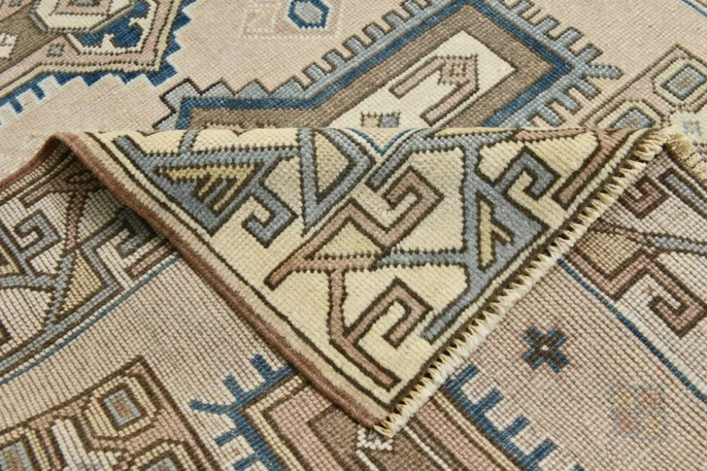 Tapis oriental vintage bleu crème 3x6, 109x187 cm