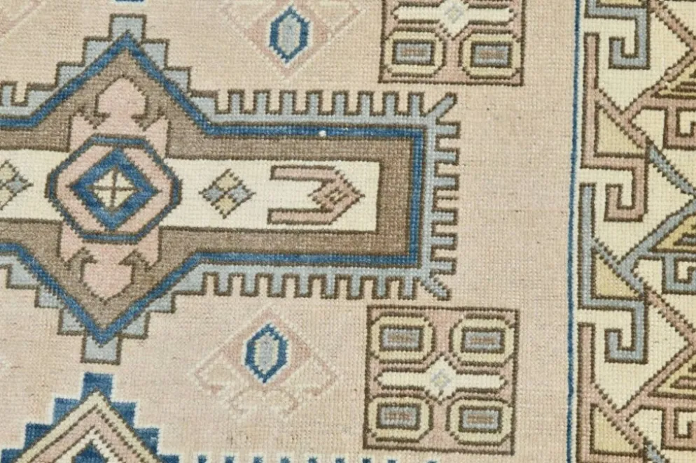 Tapis oriental vintage bleu crème 3x6, 109x187 cm