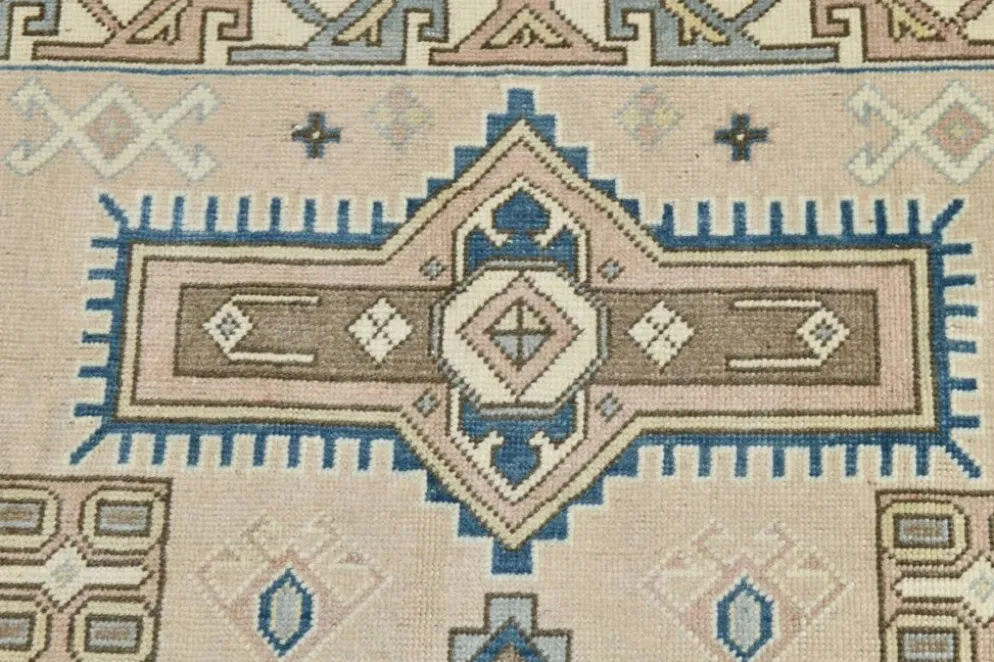 Tapis oriental vintage bleu crème 3x6, 109x187 cm