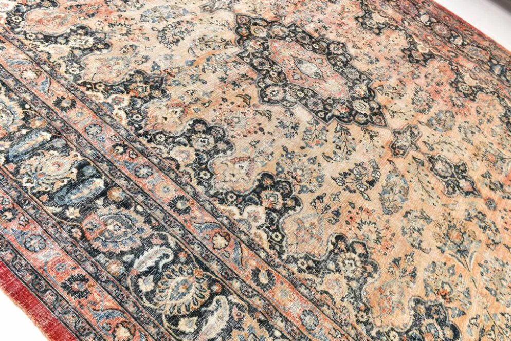 Tapis oriental vintage persan rouge et bleu 10x13, 315x412 cm
