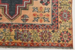 Tapis oriental vintage rouge bleu marine 3x6, 106x201 cm