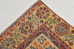 Tapis oriental vintage rouge bleu marine 3x6, 106x201 cm