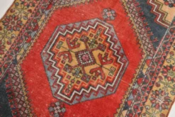 Tapis oriental vintage rouge bleu marine 3x6, 106x201 cm
