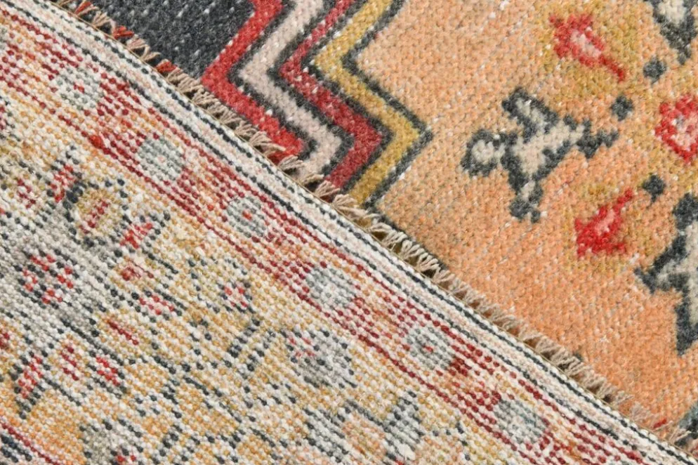 Tapis oriental vintage rouge bleu marine 3x6, 106x201 cm