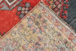Tapis oriental vintage rouge bleu marine 3x6, 106x201 cm