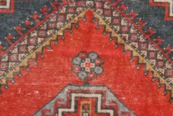 Tapis oriental vintage rouge bleu marine 3x6, 106x201 cm