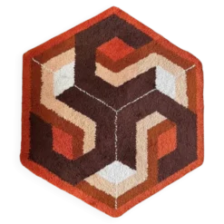 Tapis ou moquette hexagonale rare du milieu du siècle, Danemark, années 1960.