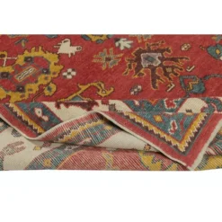 Tapis Oushak noué à la main. Taille et couleurs personnalisées. Tapis en laine rouge turc. Design inspiré des années 1900. Fait sur commande.