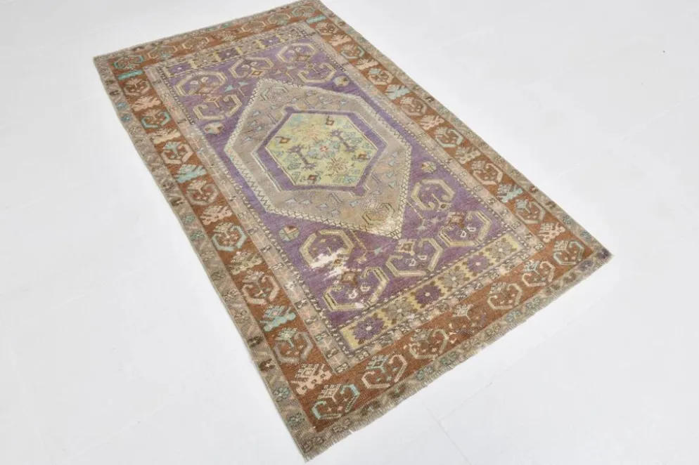 Tapis Oushak vintage 4x6, tapis turc, 107x172 cm