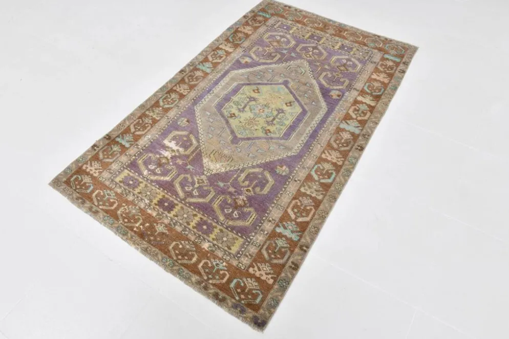 Tapis Oushak vintage 4x6, tapis turc, 107x172 cm