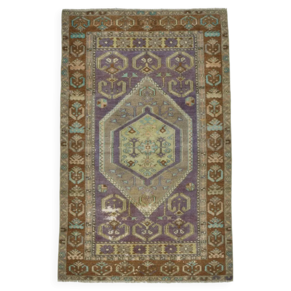Tapis Oushak vintage 4x6, tapis turc, 107x172 cm