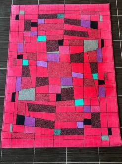Tapis/paillasson abstrait géométrique de petite taille des années 1980, Tchécoslovaquie