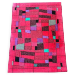 Tapis/paillasson abstrait géométrique de petite taille des années 1980, Tchécoslovaquie