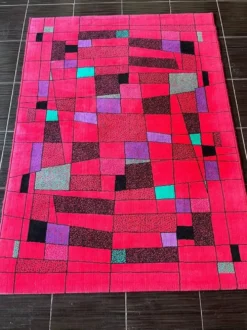 Tapis/paillasson abstrait géométrique de petite taille des années 1980, Tchécoslovaquie