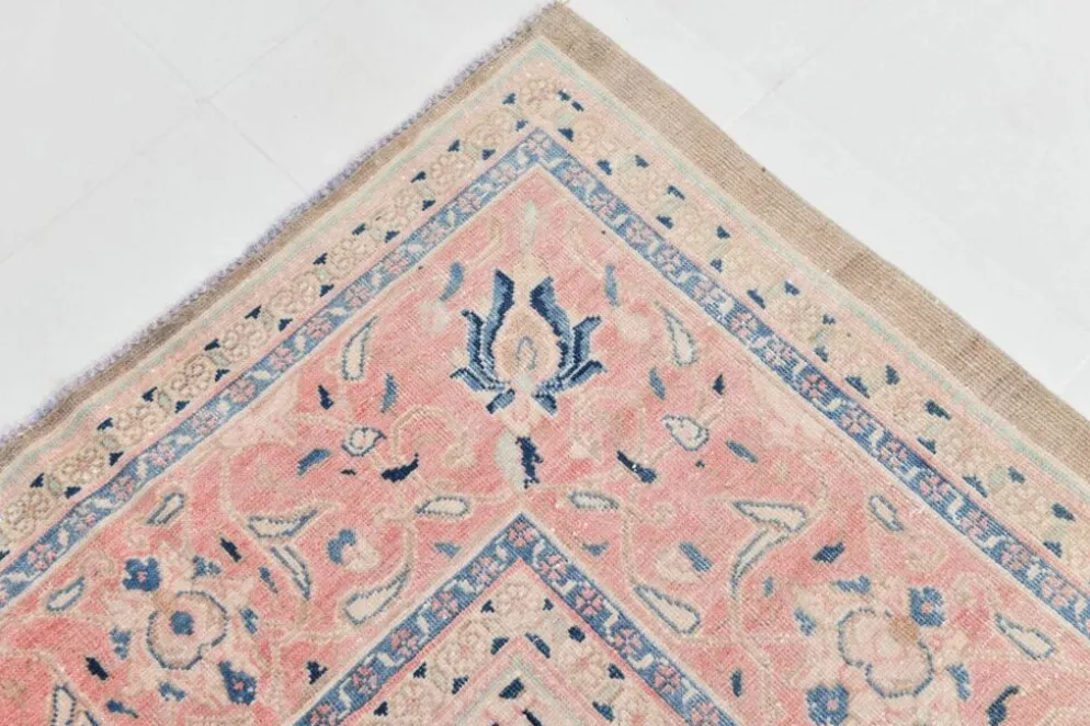 Tapis persan classique antique 57s rose blush bleu 10x13, 293x388 cm