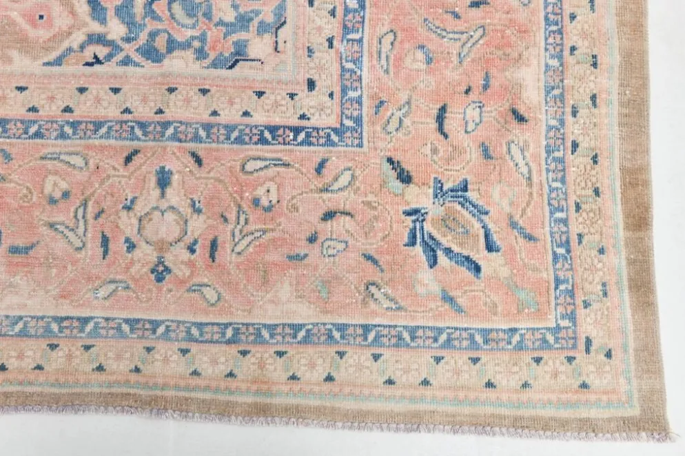 Tapis persan classique antique 57s rose blush bleu 10x13, 293x388 cm