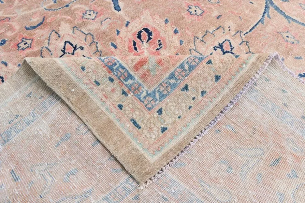 Tapis persan classique antique 57s rose blush bleu 10x13, 293x388 cm