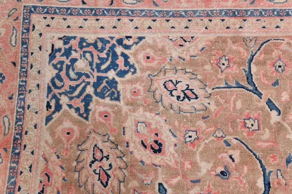 Tapis persan classique antique 57s rose blush bleu 10x13, 293x388 cm