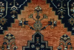 Tapis persan géométrique rouge bleu marine 3x7, 102x223 cm