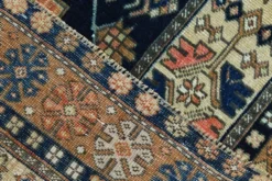 Tapis persan géométrique rouge bleu marine 3x7, 102x223 cm
