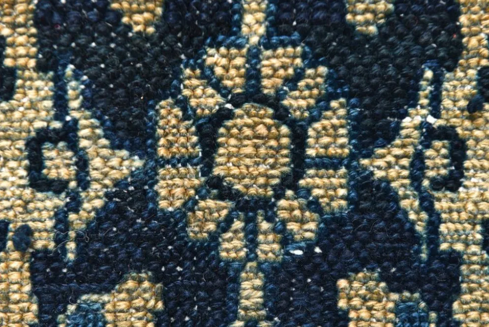 Tapis persan large 10x13 bleu marine et taupe, tapis en laine fait main, 311x402 cm