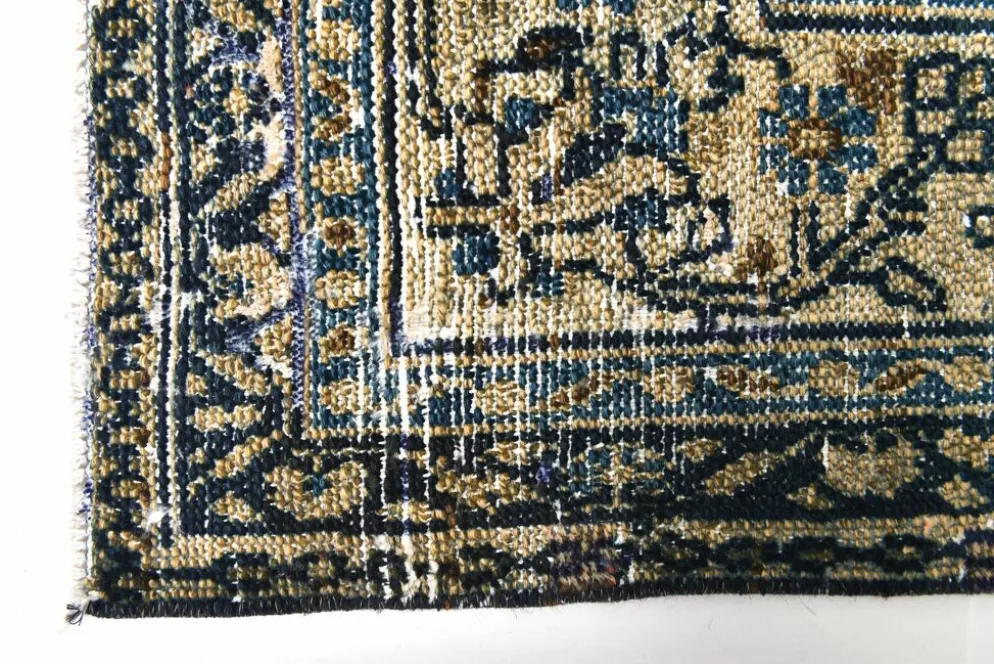 Tapis persan large 10x13 bleu marine et taupe, tapis en laine fait main, 311x402 cm
