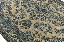 Tapis persan large 10x13 bleu marine et taupe, tapis en laine fait main, 311x402 cm