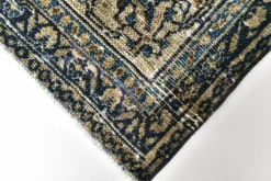 Tapis persan large 10x13 bleu marine et taupe, tapis en laine fait main, 311x402 cm