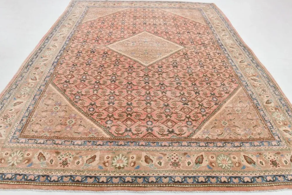 Tapis persan oriental antique saumon rose 10x13, 296x387 cm
