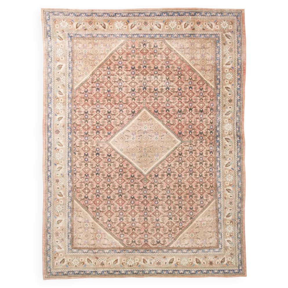 Tapis persan oriental antique saumon rose 10x13, 296x387 cm