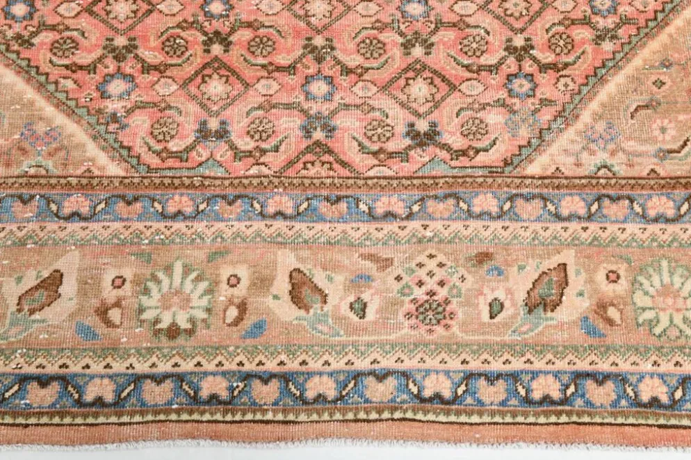 Tapis persan oriental antique saumon rose 10x13, 296x387 cm
