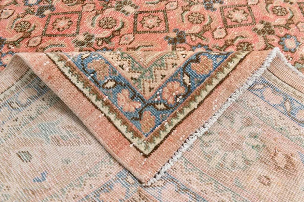 Tapis persan oriental antique saumon rose 10x13, 296x387 cm