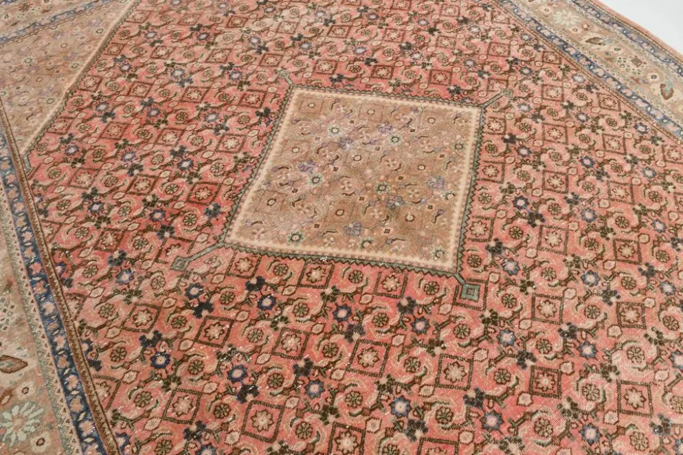 Tapis persan oriental antique saumon rose 10x13, 296x387 cm