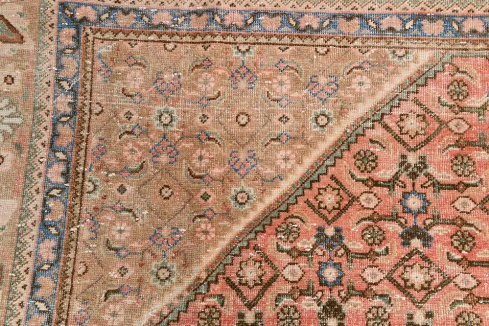 Tapis persan oriental antique saumon rose 10x13, 296x387 cm