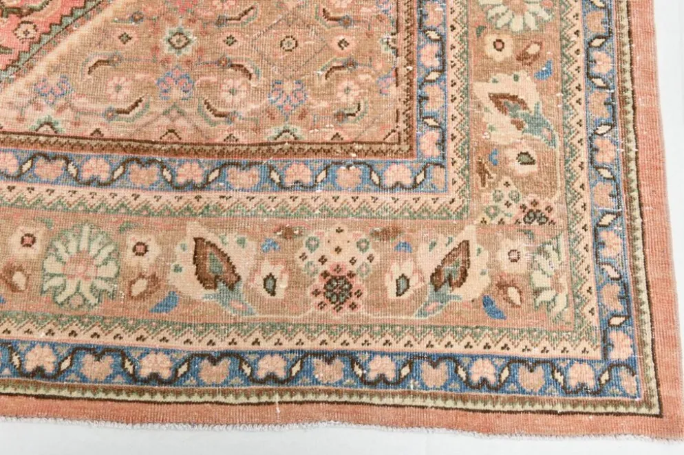Tapis persan oriental antique saumon rose 10x13, 296x387 cm
