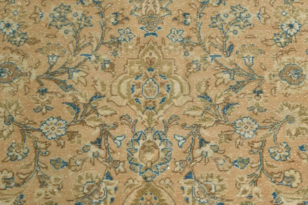Tapis persan Tabriz vintage antique noué à la main bleu ciel, 293x407 cm