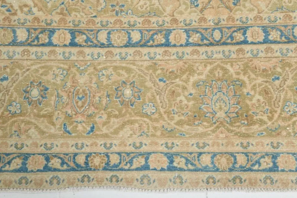 Tapis persan Tabriz vintage antique noué à la main bleu ciel, 293x407 cm