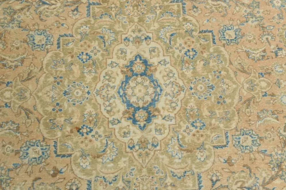 Tapis persan Tabriz vintage antique noué à la main bleu ciel, 293x407 cm