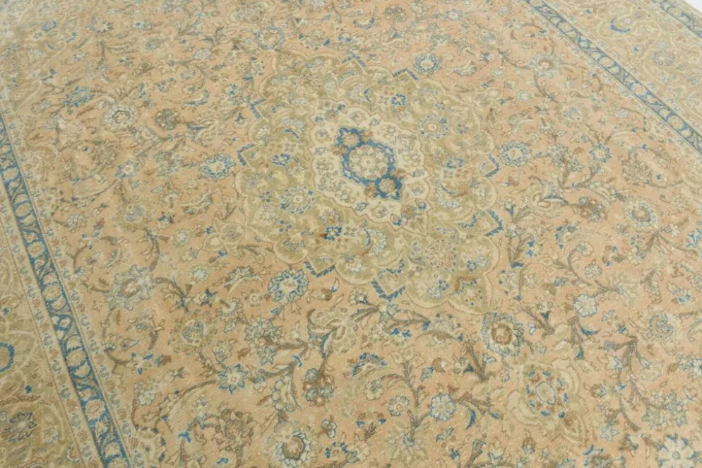 Tapis persan Tabriz vintage antique noué à la main bleu ciel, 293x407 cm