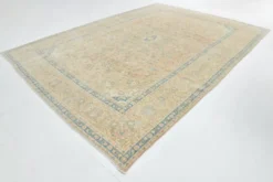Tapis persan Tabriz vintage antique noué à la main bleu ciel, 293x407 cm