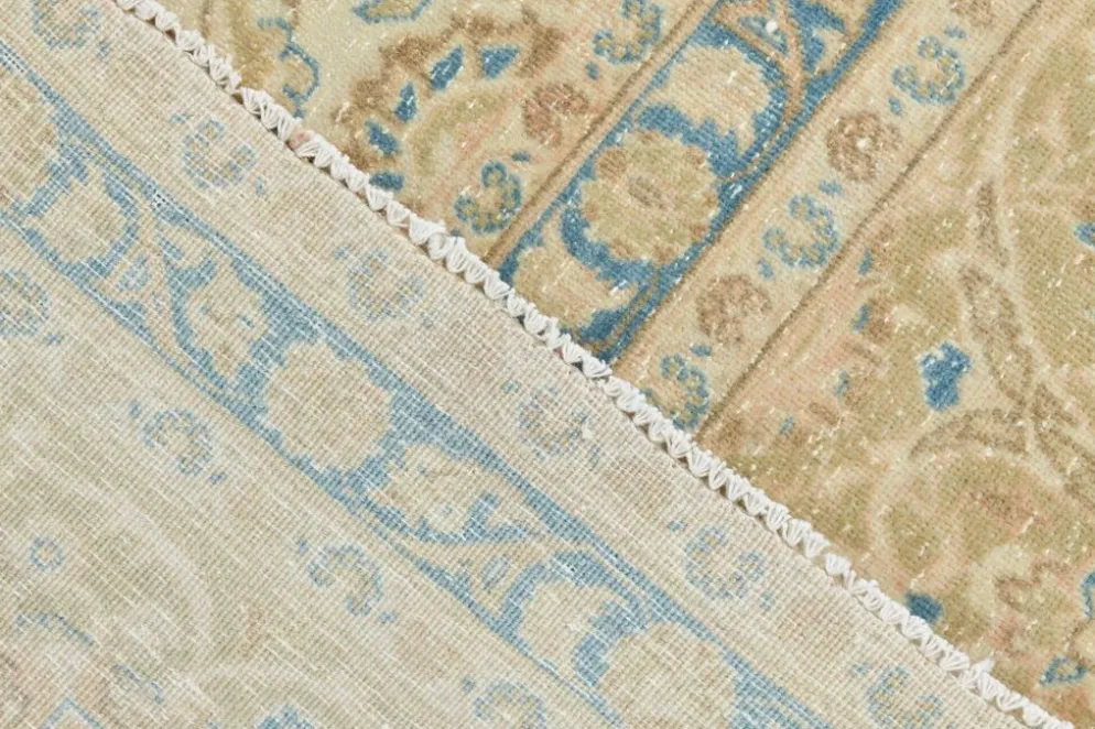 Tapis persan Tabriz vintage antique noué à la main bleu ciel, 293x407 cm