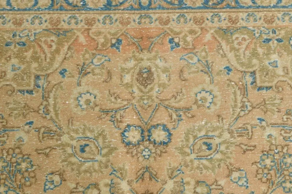 Tapis persan Tabriz vintage antique noué à la main bleu ciel, 293x407 cm