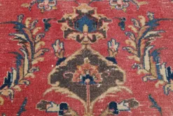 Tapis persan vintage en laine noué main, rouge, motifs floraux, 291x384 cm